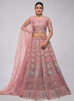 Soft Net Pink Wedding Wear Sequins Work Lehenga Choli